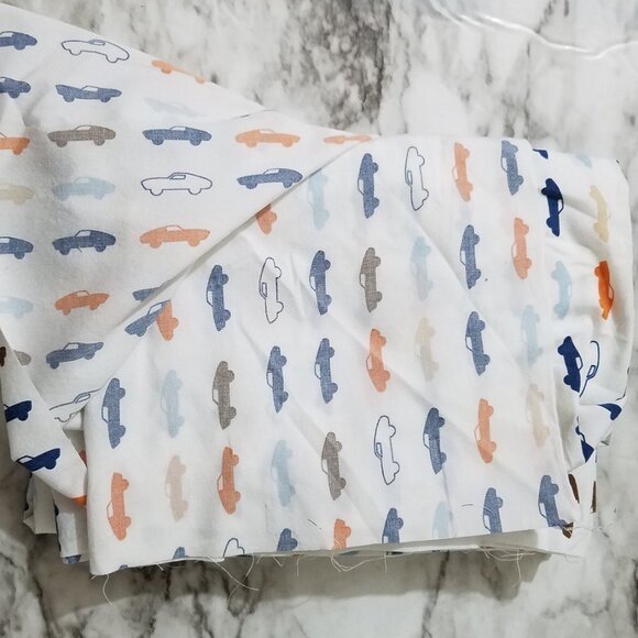 Fabric Cotton Cars 2 Remnants 2 3/4 and 2 Yards 28-29" Wide Tan Blue - Picture 7 of 7